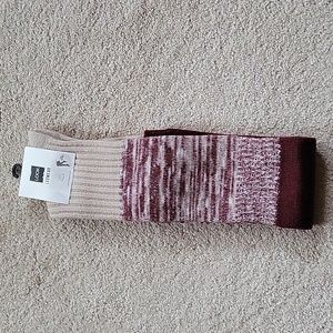 Burgundy & Tan Over the Knee Socks LOOK Legwear NEW